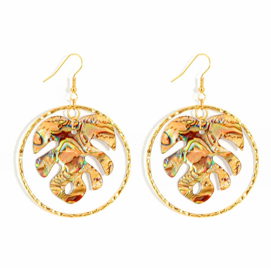 Monstera Hoop Earrings
