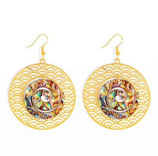 Abalone Round Earrings